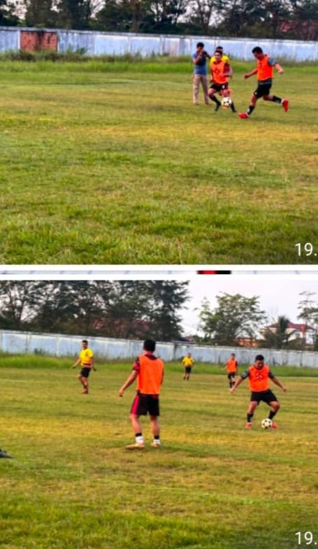 Sepak Bola Antara Personel Polres Sarolangun Bersama APDESI Berlangsung Seru Para Kades Berikan Apresiasi