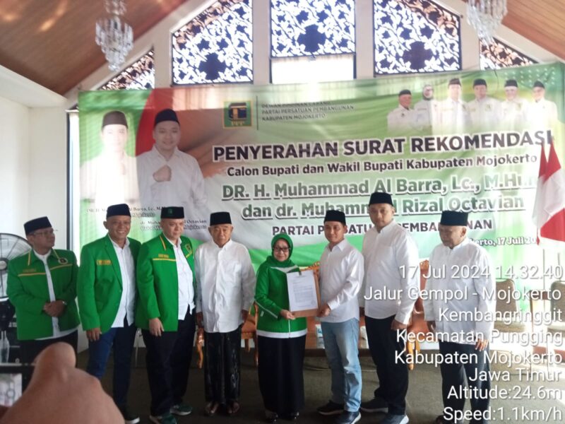 Partai Persatuan Pembangunan (PPP) Resmi Serahkan Surat Rekomendasi untuk Calon Bupati dan Wakil Bupati Mojokerto