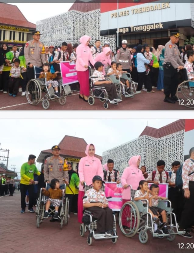 Walking Tour, Kapolres Trenggalek Ajak Siswa SLB Kemala Bhayangkari 1 Keliling Mapolres