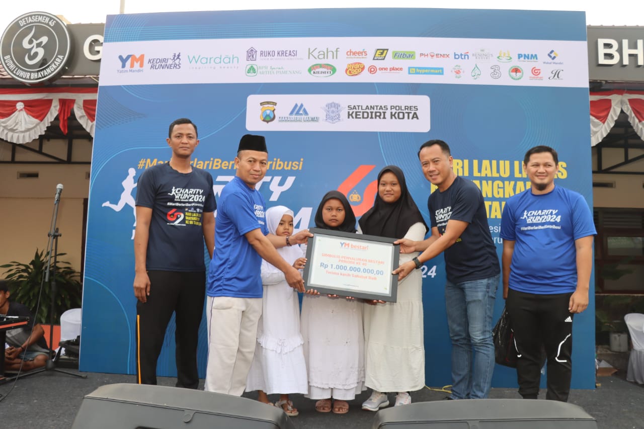 Sambut Hari Lalu Lintas Bhayangkara ke – 69, Polres Kediri Kota Gelar Charity Run Yatim Mandiri