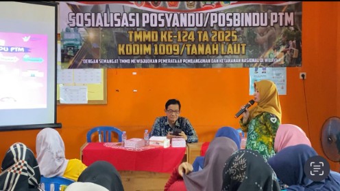 Kegiatan Non Fisik Satgas TMMD Ke-124 Kodim 1009/Tanah Laut Gelar Sosialisasi Posyandu Dan Posbindu