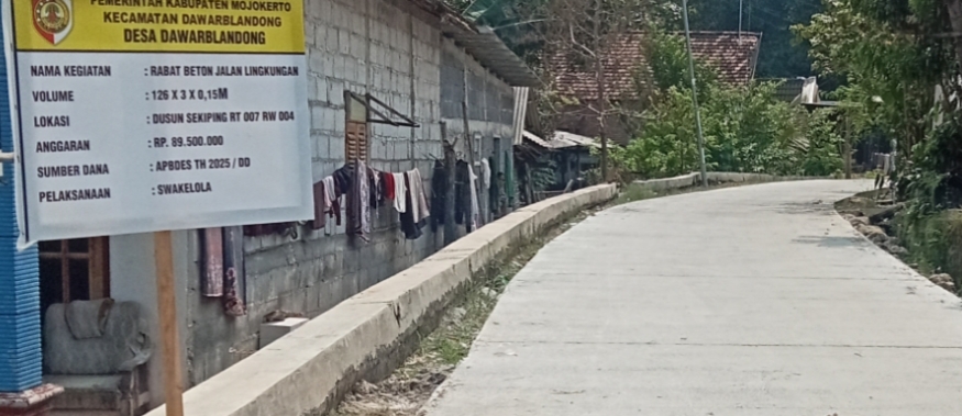 Pemerintah Desa Dawarblandong Realisasikan Pembangunan Rabat Beton di Dusun Sekiping