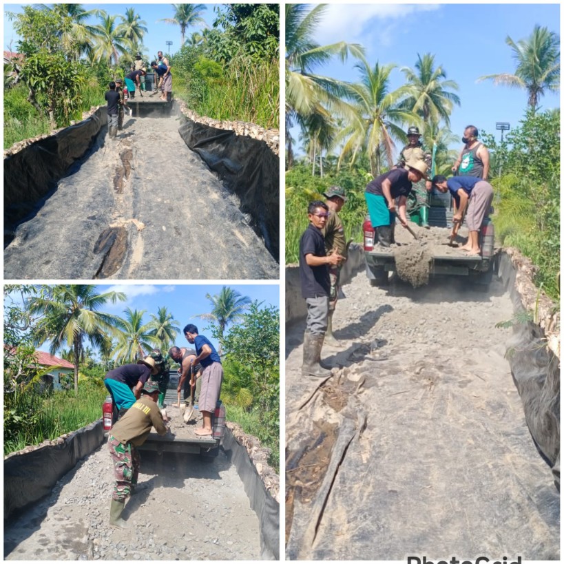 Satgas TMMD ke-125 Kodim 1007/Banjarmasin Bersama Warga Laksanakan Pengurukan Badan Jalan di Mantuil
