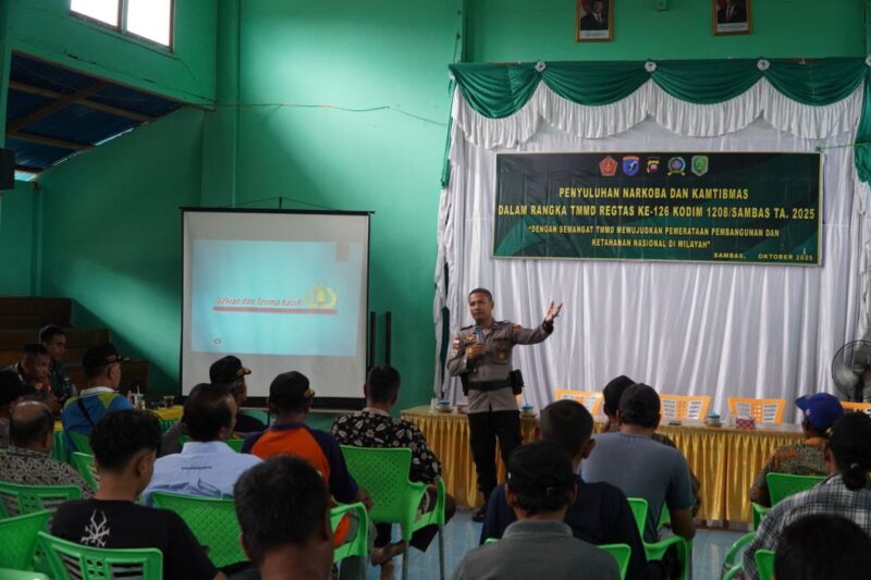 Penyuluhan Bhabinkamtibmas dan Narkoba di Lokasi TMMD ke-126 Kodim 1208/Sambas