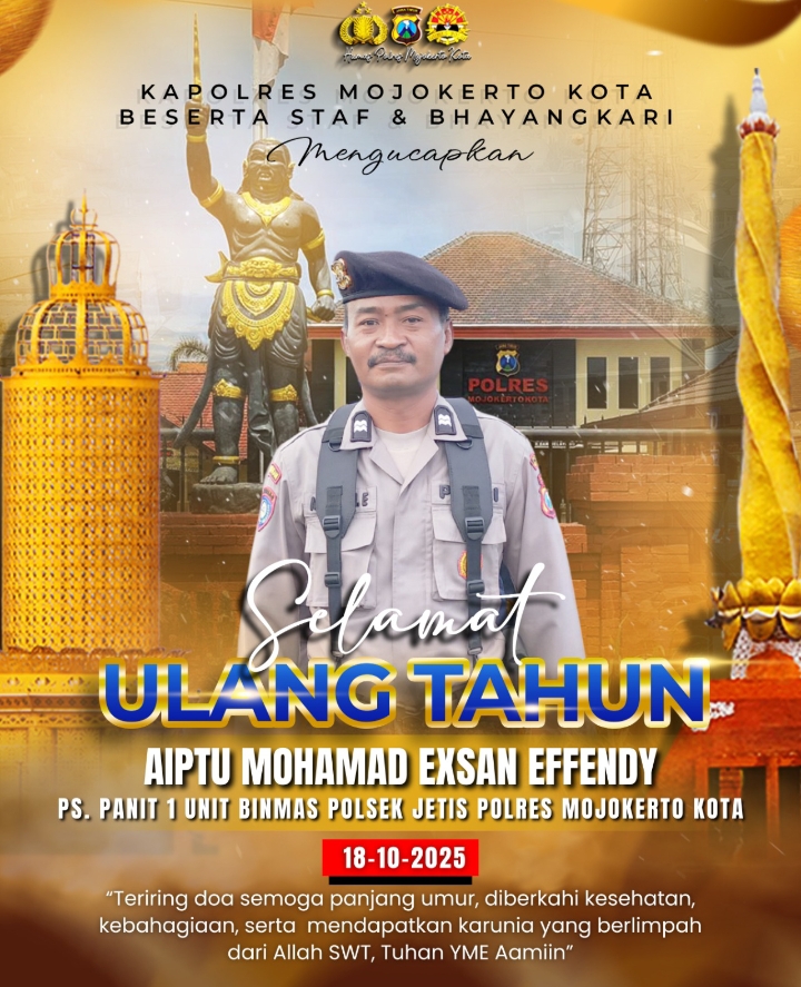 KAPOLRES MOJOKERTO KOTA BESERTA STAF & BHAYANGKARI MENGUCAPKAN SELAMAT ULANG TAHUN KEPADA