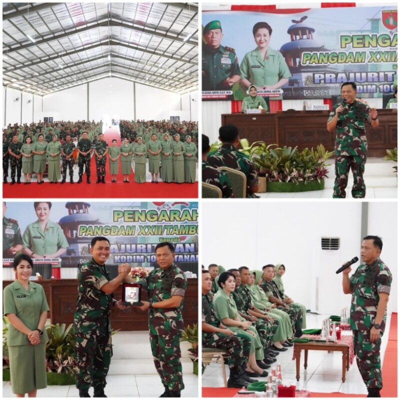 Seluruh Personel Dan Persit Kodim 1009/Tanah Laut Menerima Pengarahan Pangdam XXII/Tambun Bungai