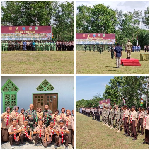 Anak Pramuka Ikut Sukseskan Pembukaan TMMD, Regtas ke-126 Kodim 1208/Sambas Tahun 2025