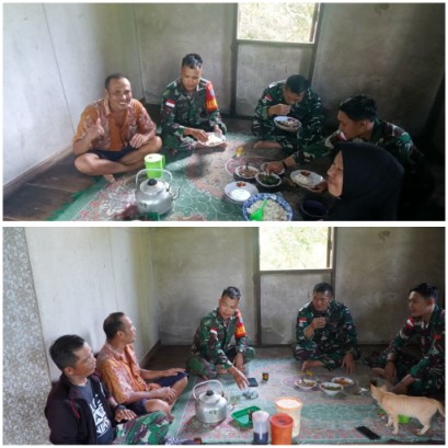 Dansatgas TMMD ke-126 Kodim 1208/Sambas Makan Siang Bersama Warga di Lokasi TMMD
