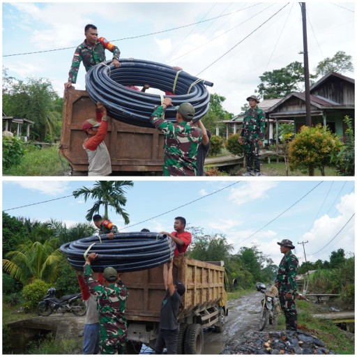 Paralon PDAM Tiba di Lokasi TMMD ke-126 Kodim 1208/Sambas